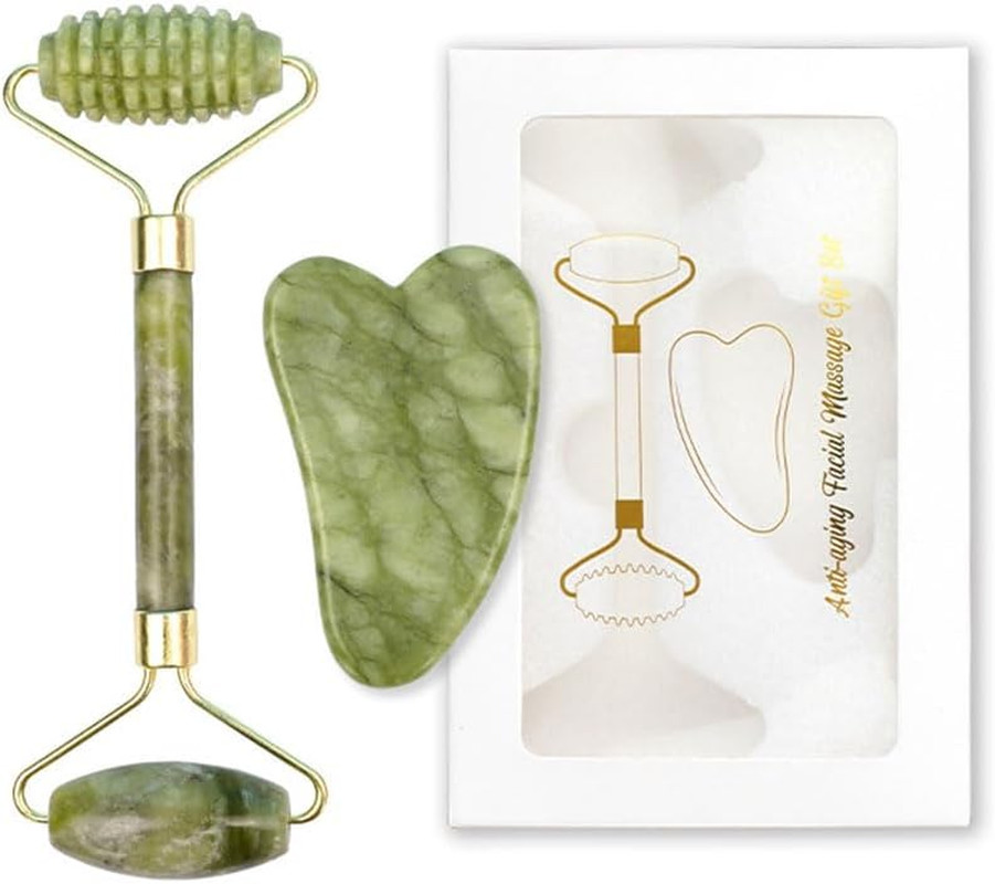 Offerta Kit Gua Sha 2 Pezzi - Rullo Giada Originale per Massaggio Viso