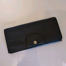 Longchamp Purse Wallet Leather Black Zip Section Compartments 19x9cm