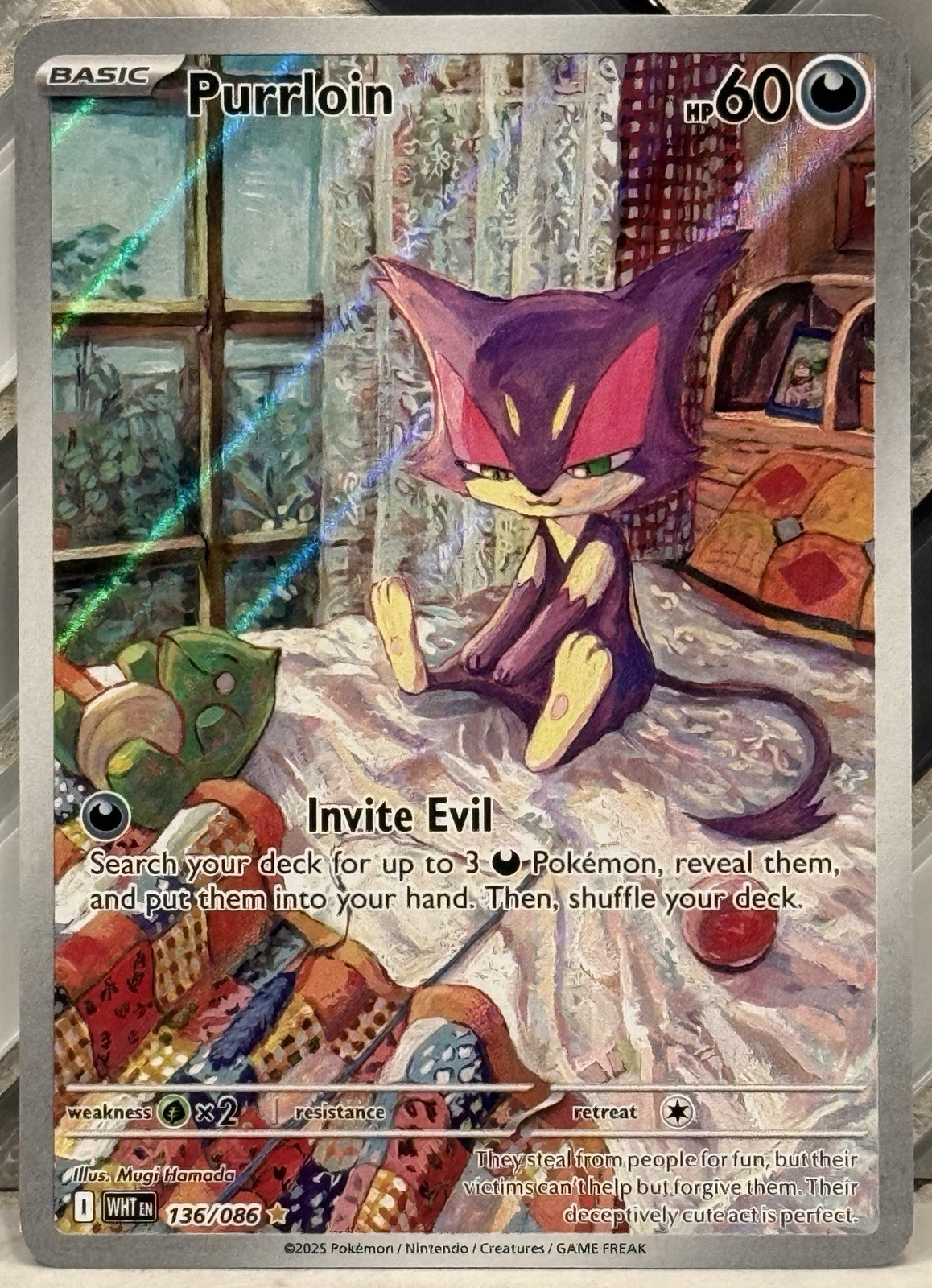 Pokémon TCG Purrloin Illustration Rare 136/086 SV: White Flare   NM