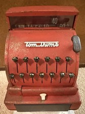 Vintage 1950s Tom Thumb Toy Cash Register Red Metal Western Stamping Co. USA