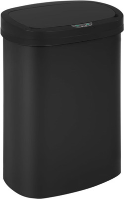 Black Plastic Touch Free High-Capacity Garbage Can with Lid, 49L/13G, Rectangula