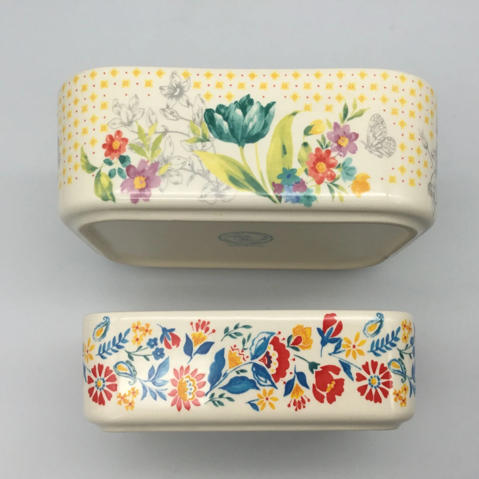 2 Pioneer Woman Sweet Rose Bakeware Medium & Small Casserole Dishes No Lids