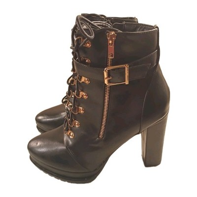 Brand New Black Chunk Heel Ankle Boots Schoolgirl by Shoedazzle.  Size 11