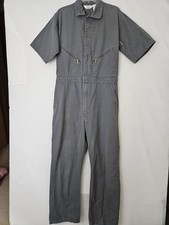 Vintage Walls Coveralls Master Made Gray Zip Snaps Short Sleeve 42 Tall Cotton