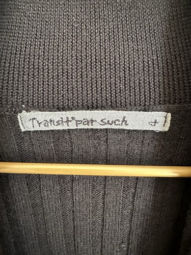 TRANSIT PAR SUCH Cardigan Size 4 / XL Wool Black Long Line Rib Knit Button Up - Picture 6 of 6