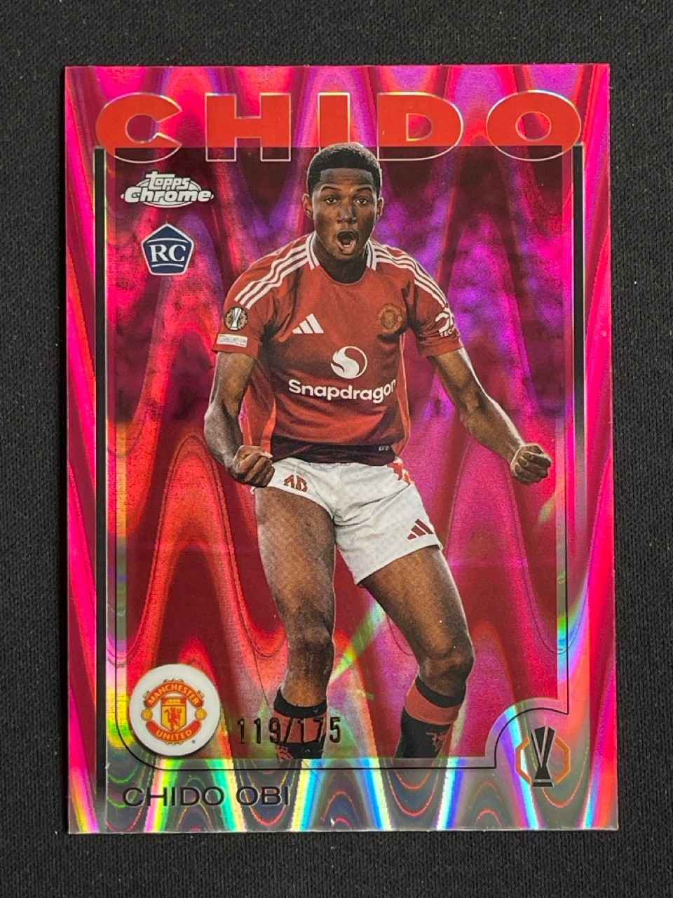 Chido Obi 2024-25 Topps Chrome UCC Neon Pink Raywave Refractor RC /175 #14