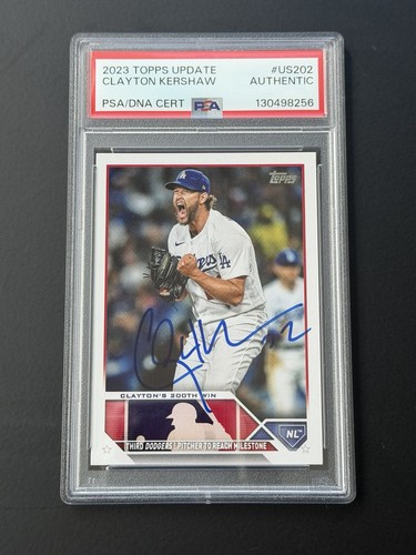 PSA Authentic 2023 Topps Update Clayton Kershaw Auto Autograph 200th Win Dodgers