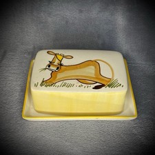 Jersey Keramik - Butterdose - Kuh handbemalt - Keramikdeckel Tablett - England