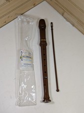 Aulos Soprano Children's Recorder Instrument With Case  Cleaning Rod Brown