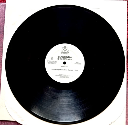 MADONNA GHV2 RECORD PRO-A-100790-A PROMO JOHNNY ROCKS MEGA MIX ADVANCE 12" ONLY