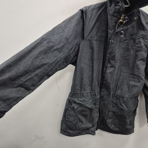 Barbour Vintage A6 Durham Navy Wax Waterproof Country Hooded Jacket Coat C 38 - Bild 3 von 9