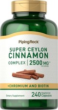 Ceylon Cinnamon Capsules  2500mg  240 Count  Complex  by Piping Rock