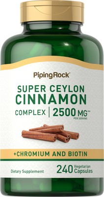 Ceylon Cinnamon Capsules | 2500mg | 240 Count | Complex | by Piping Rock