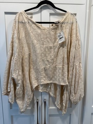 SOLD OUT NWT Magnolia Pearl Cotton Crochet Cambria Top w/Patches, Snaps at Back
