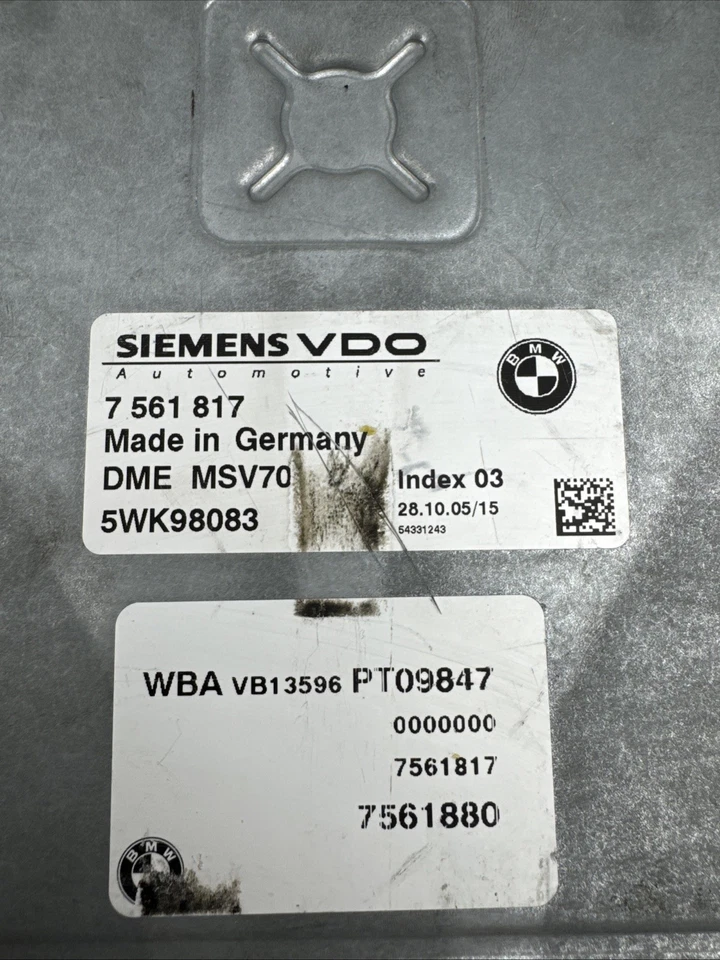Unidad de módulo de computadora de motor BMW 330XI 2006 ECU ECM OEM 7561817 Foto 2 de 4