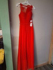 LUXY Red Chiffon Sleeveless Bridesmaid Dress Gown Size 6 Style 1206