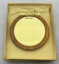 Hawaiian Koa Wood Small Pocket Hand Mirror Round Compact