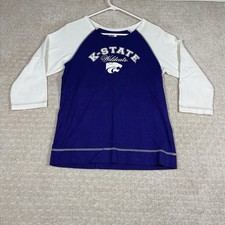 GFS CO. ED Kansas State University Shirt Women XL Purple White 3/4 Raglan Sleeve