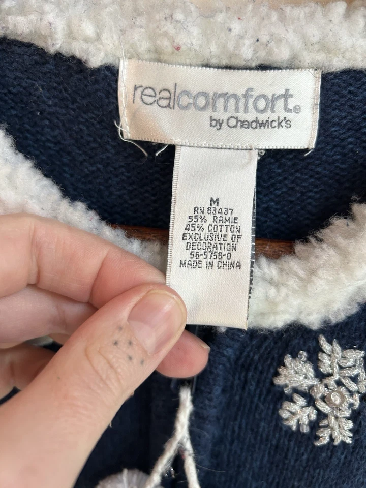 Cárdigan Suéter De Colección Chadwick’s M Novedad Navidad Invierno Oso Polar Cremallera Foto 2 de 4