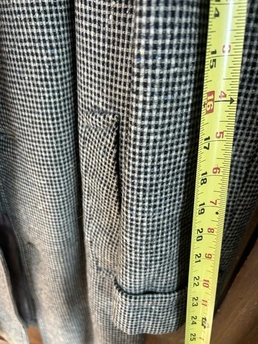 Vintage 50s 60s Tweed Overcoat Men’s Medium 38-40 Houndstooth Wool Topcoat image 6