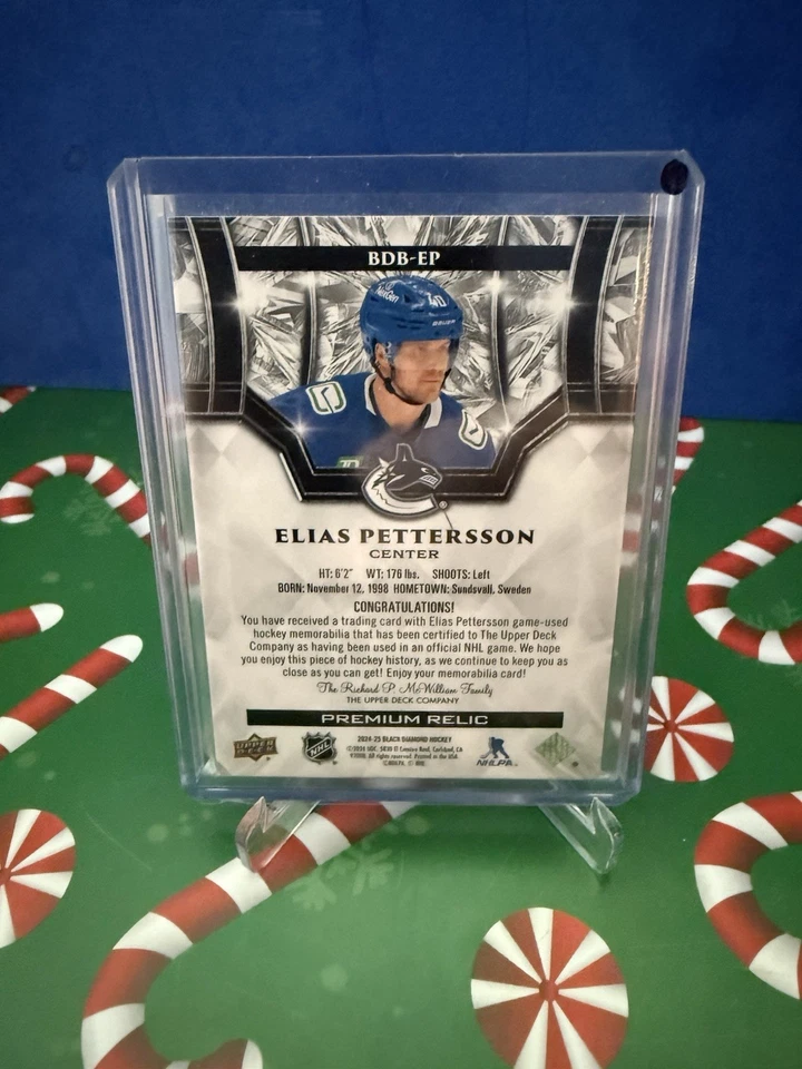 2024-25 Upper Deck Black Diamond Premium Relics /50 - ELIAS PETTERSSON - Canucks - Image 2 of 2