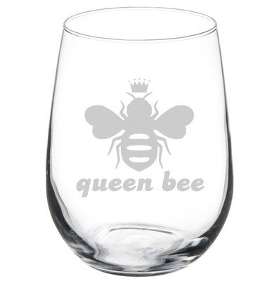 17oz Stemless Wine Glass Queen Bee