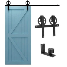 CCJH5-12FT Big Wheel  Sliding Barn Door Hardware Kit with Adjustable Floor Guide