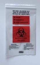 100 PCS BIOHAZARD PELIGRO Ziploc Plastic Bag- S. Transport Bag - Size 6"x 9"X2ml