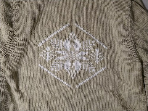 Eddie Bauer Cardigan Sweater Womens XL Tall Tan Snowflake Zip Up Big Collar - Picture 9 of 9
