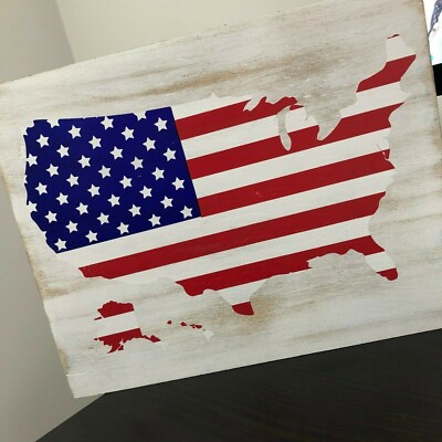 USA United States of America Flag 8x10 Wood Hanging Plaque Stars Stripes Glory