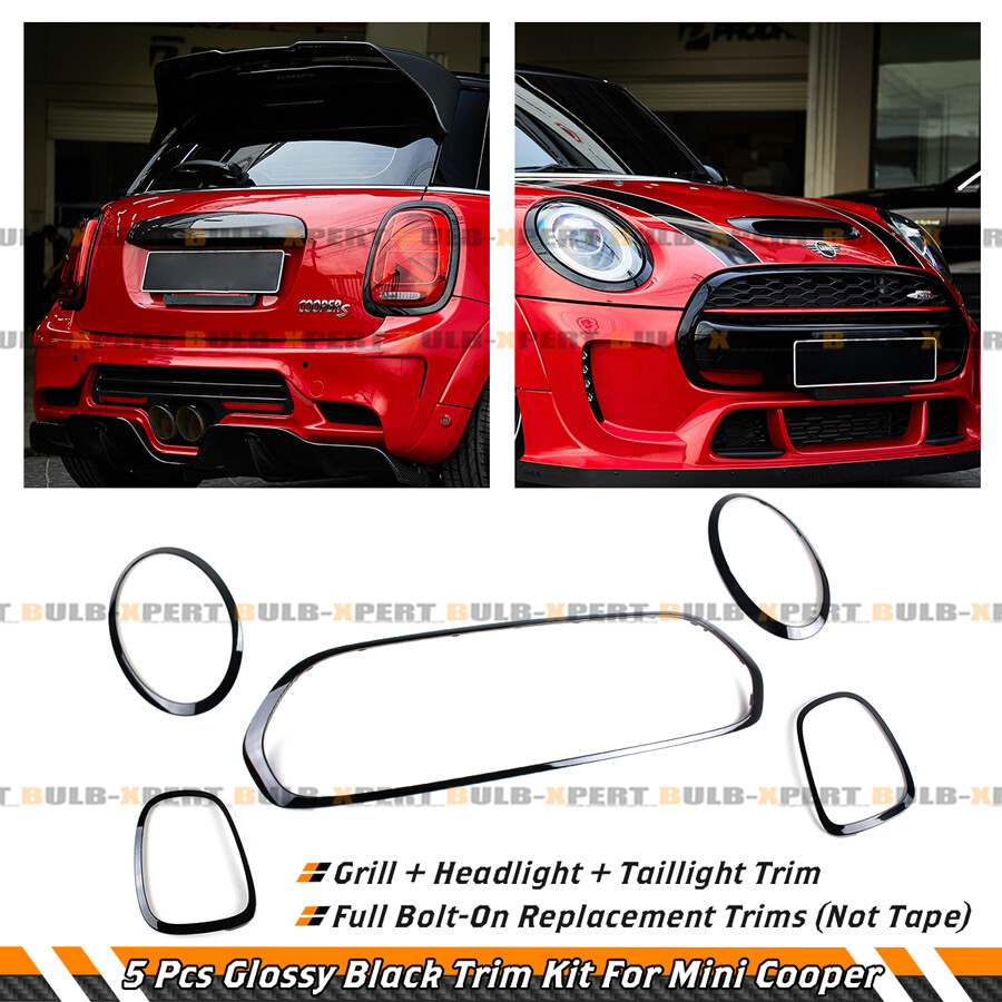 FOR 14-21 MINI COOPER F55 F56 F57 GLOSS BLACK GRILL + HEADLIGHT+