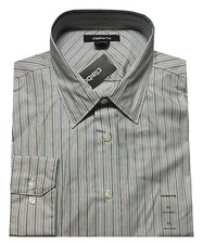 New Claiborne Men's Classic-Fit Blue Striped Cotton Point-Collar Dress Shirt 50