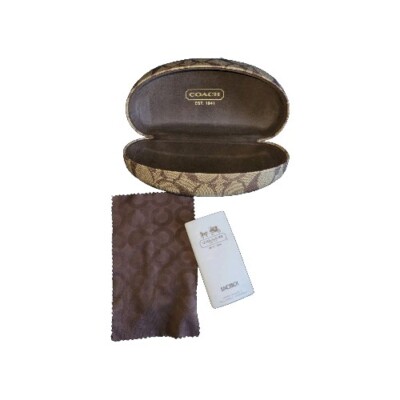 Coach Signature Monogram Hard Clamshell  Glasses Case with lens wipe - NEW COACH SIGNATURE MONOGRAM CLAMSHELL SUNGLASSES EYE GLASSES  main image 3