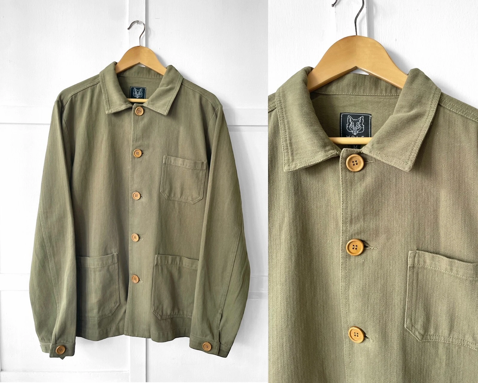 Washed French Chore Jacket Herringbone - 60s Style Vintage - Army Green
Opens in a new window or tab