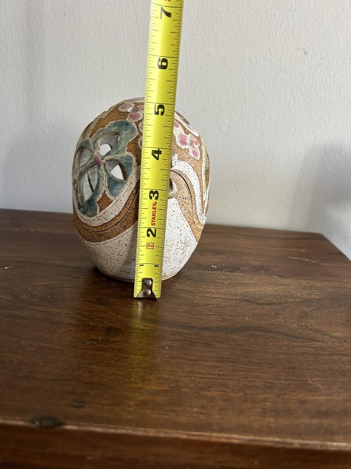 Vtg Judy Brater Stoneware Art Pottery 2pc Tea Light Candle Holder Fairy