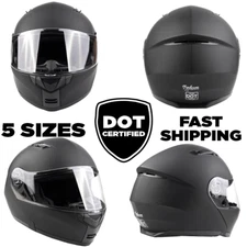 DOT Adult Modular Helmet with drop down sunglass Motorcycle Matte Black 
