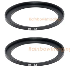(2 Pcs ) 49-52mm 49mm to 52mm Alumnium Metal Step Up Lens Filter Ring Adapter