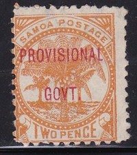 Album Sch&auml;tze Samoa Scott # 33 2p Palmen Provisional Mint Geklebt
