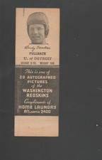 1941 Washington Redskins Football Matchcover #6 Andy Farkas-Washington Redskins.