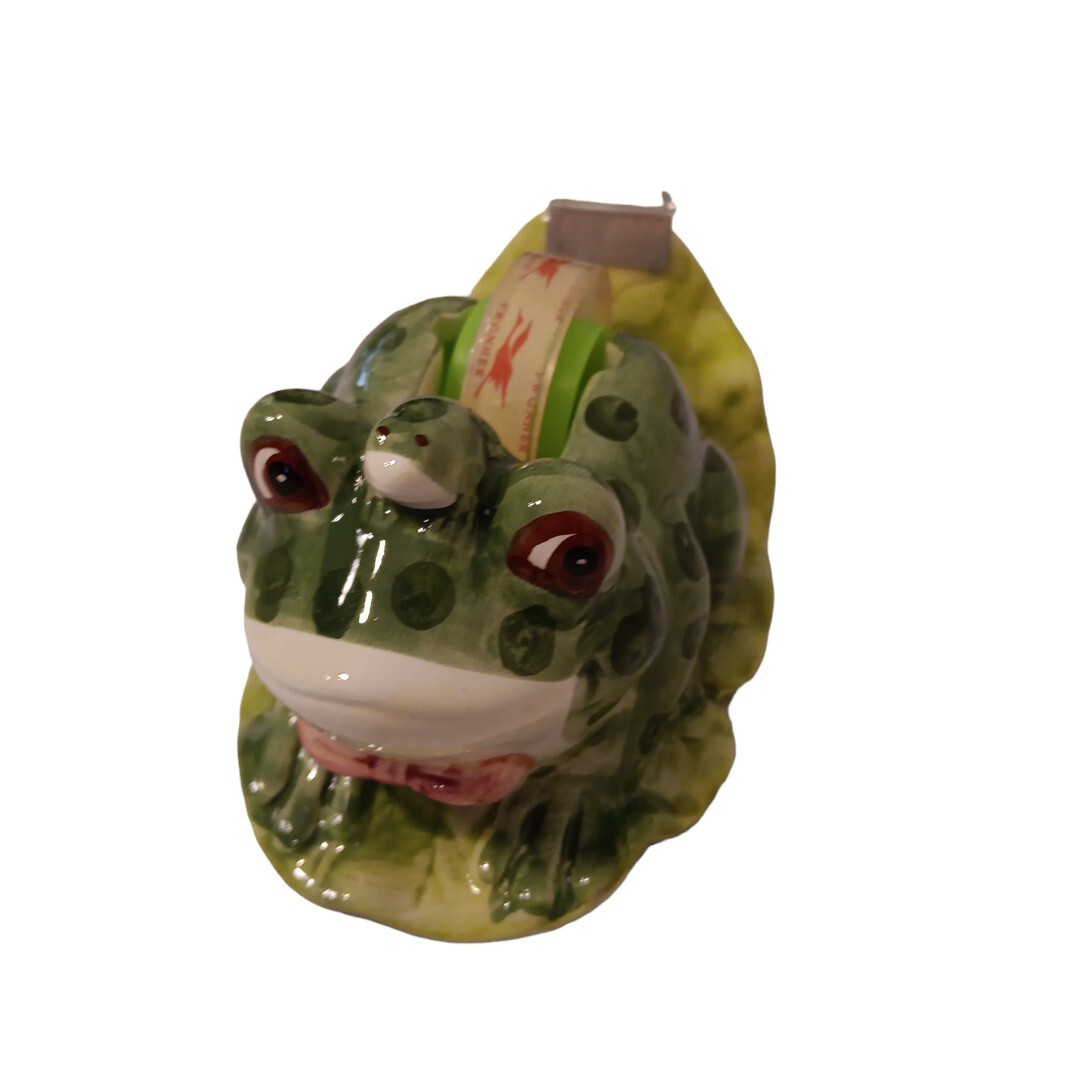 Animated Frog & Froglet Ceramic Tape Dispenser Office Desk