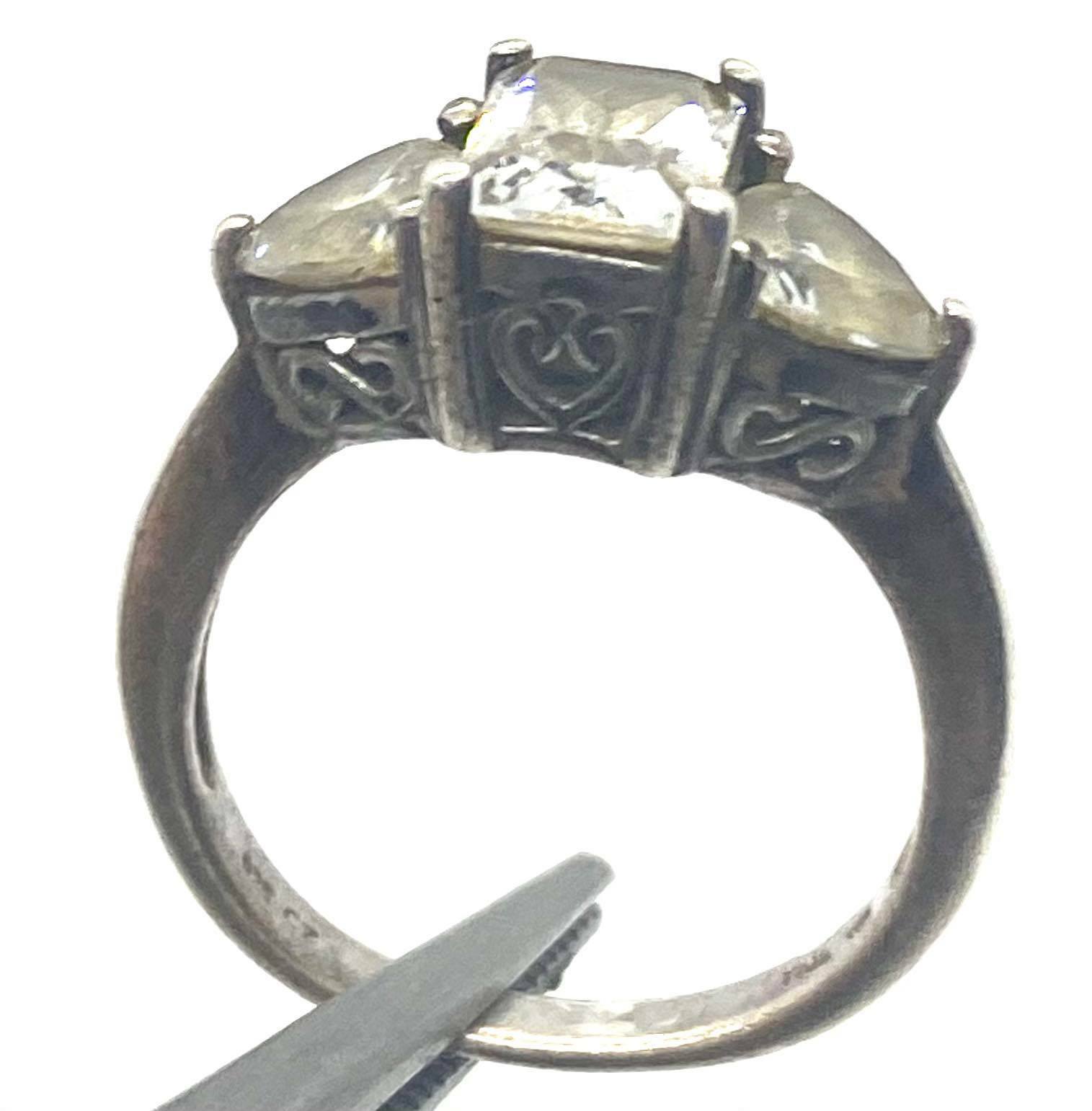 Classic Simple CZ White Silver Statement Ring Siz… - image 5