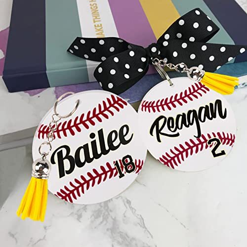 48PCS Baseball Acrylic Keychain Blanks Kit,12 Baseball Keychain ,12