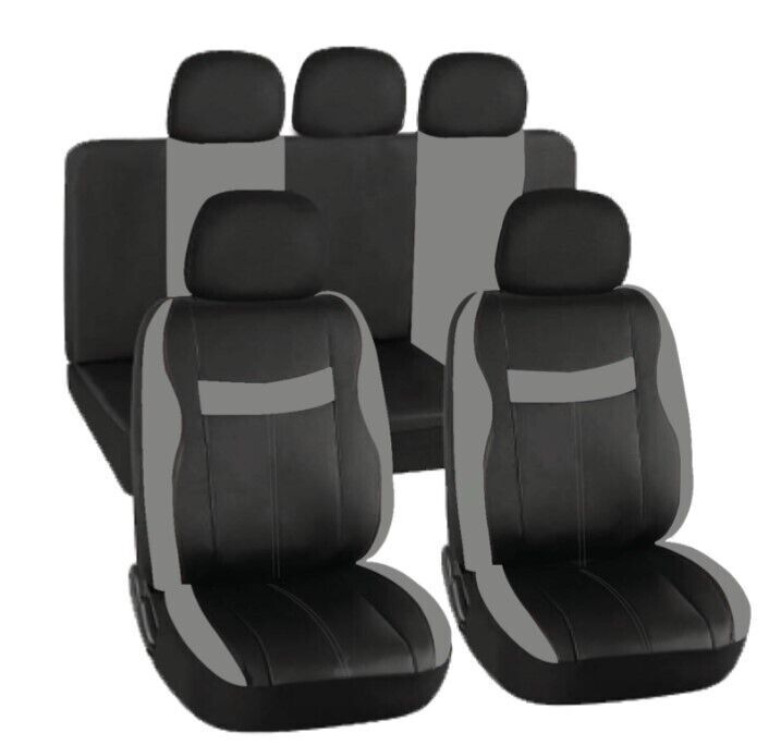 Car Seat Cover Leather Faux Full Set Leatherette Grey Black to fit Opel Corsa