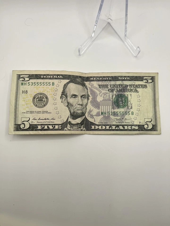 $5 Bill 7 Of A Kind 6 In A Row 2 Unique Fancy Near Solid - Image 3 of 4