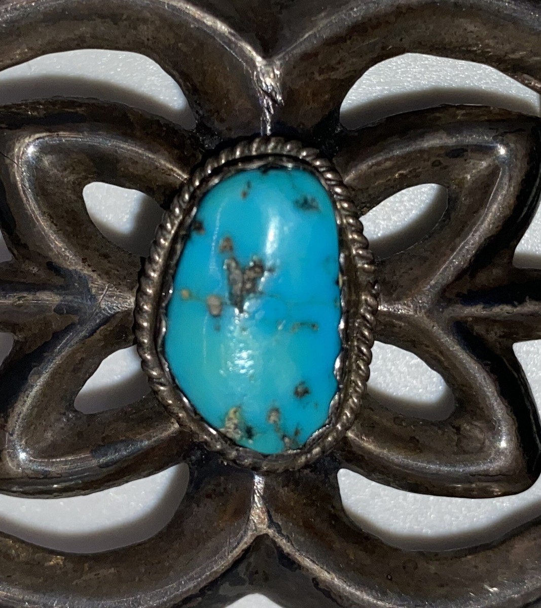 Sterling Silver & Turquoise Belt Buckle, Navajo Yazzie Family