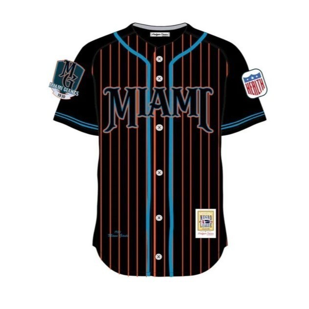 Miami Giants 1930 Headgear Black Pinstripe Negro League Jersey