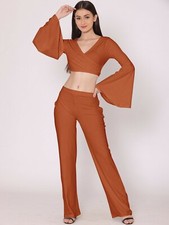 Rust Indian Bollywood Co-Ord Set Crop Top Trouser Eid Diwali Dress - SALE
