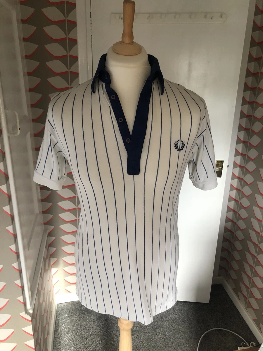 Vintage Fred Perry Polo Shirt Pin Stripe M. 70s Or 80s, Mod Sixties