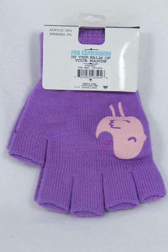 ※ハッピー Fingerless Gloves' Purple With Pink Birds By DM Merchandising One