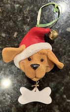 Vtg Kurt Adler Puppy Dog Christmas Ornament D4140B Santa Claus Hat  Bone  Bell